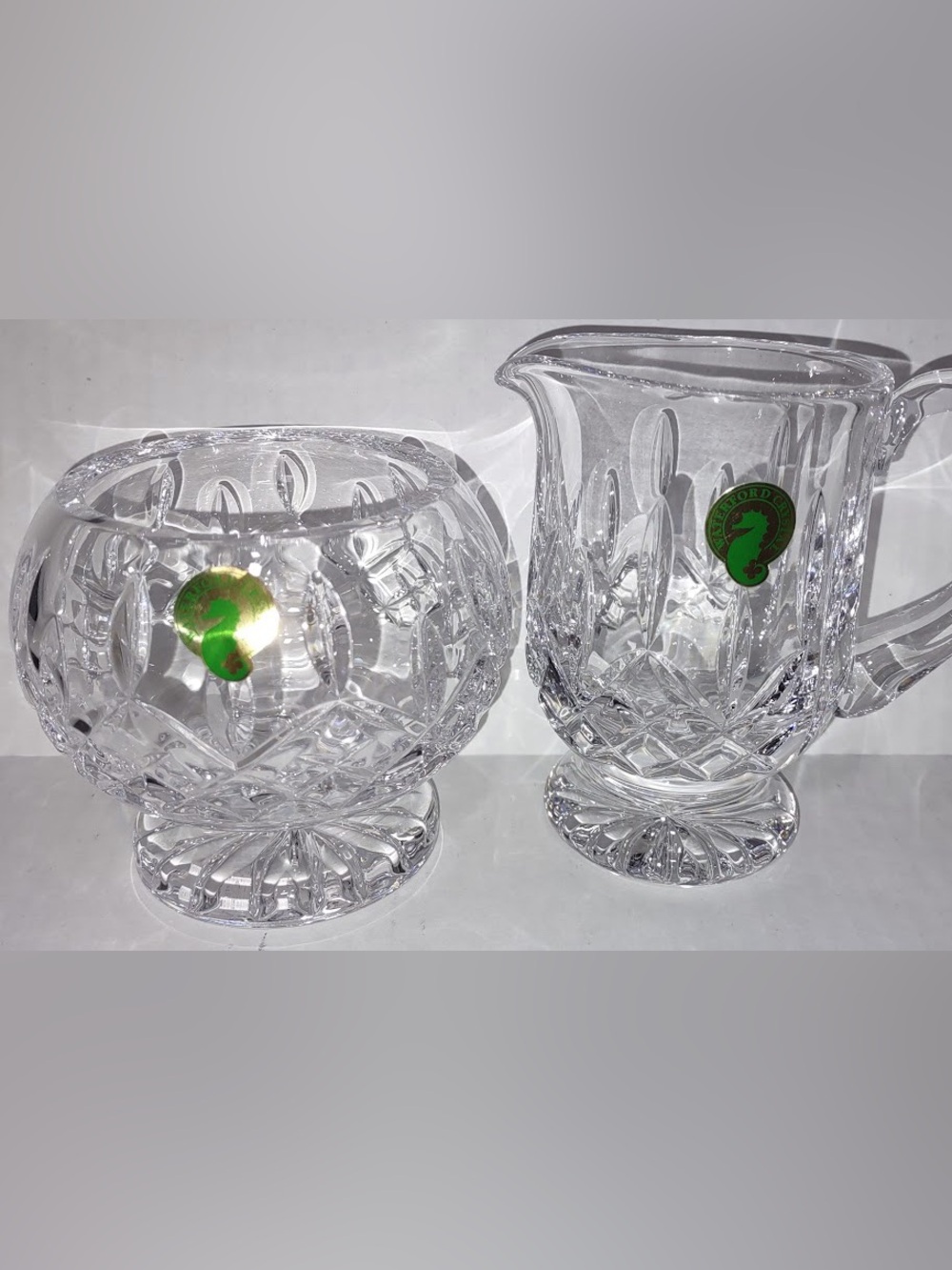 Waterford Crystal Lismore Footed Creamer & Sugar Set, NEW